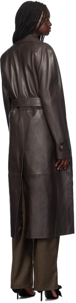 Magda Butrym Brown Belted Leather Trench Coat 3