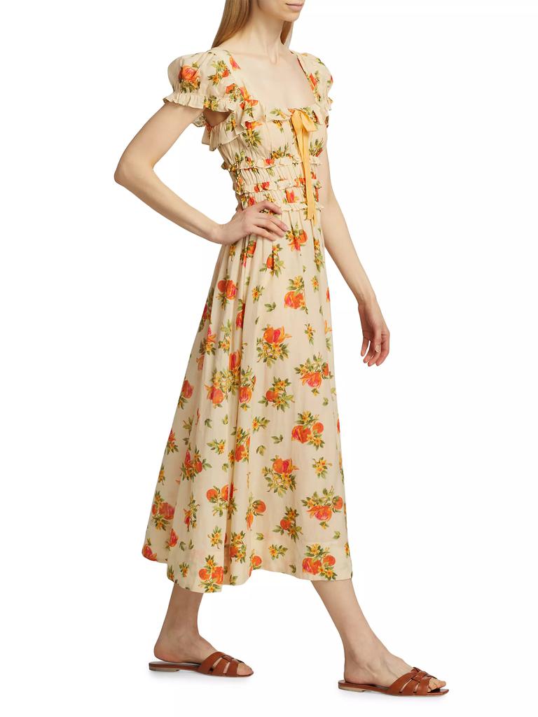 DÔEN Clarinet Floral Self-Tie Midi-Dress