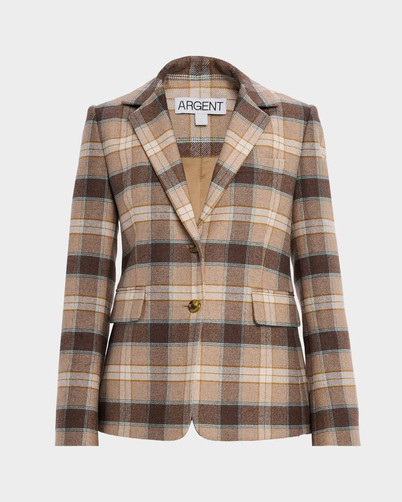 ARGENT Copain Single-Breasted Plaid Wool Blazer