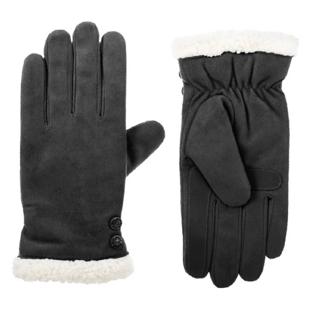 Isotoner Women’S Recycled Microsuede Gloves In Lead 1
