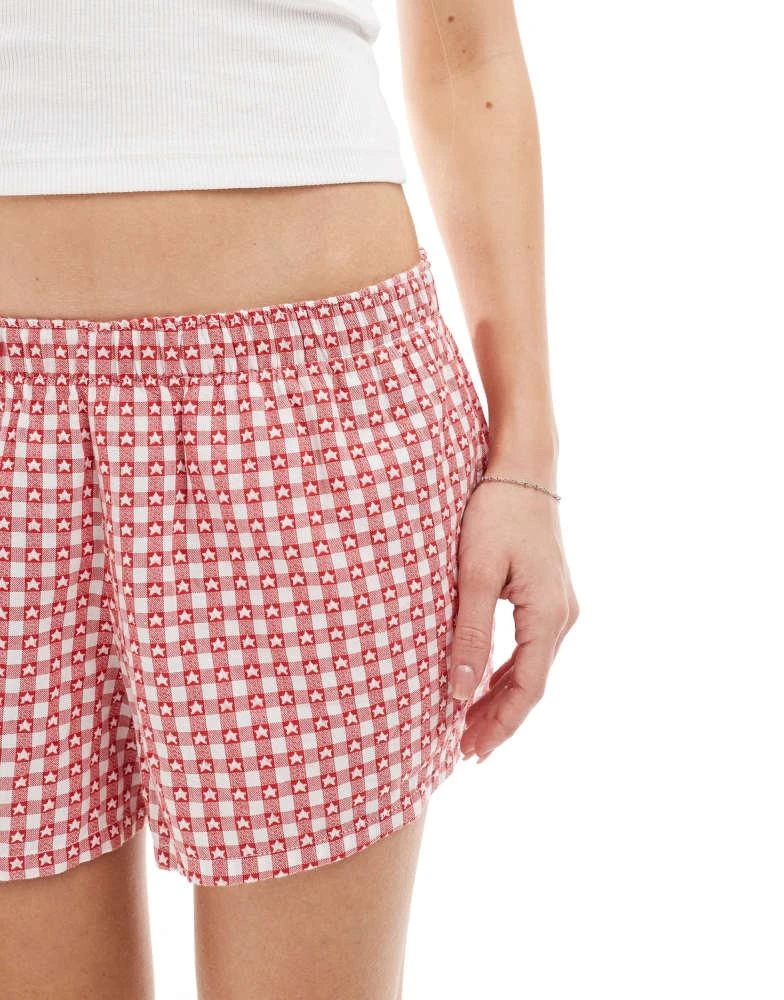 HOLLISTER Hollister low rise baggy boxer pyjama shorts in red star print 3