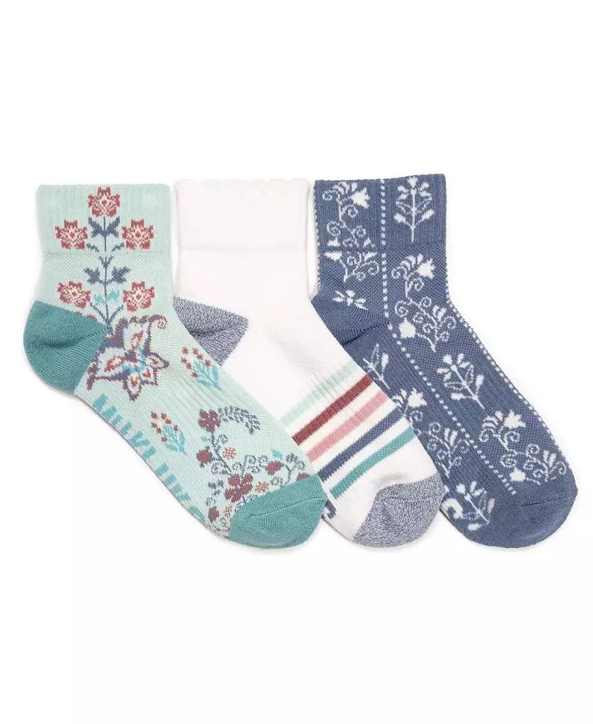 MUK LUKS Women
s Cotton Compression Mini Crew Ankle Socks, 3 Pair Pack