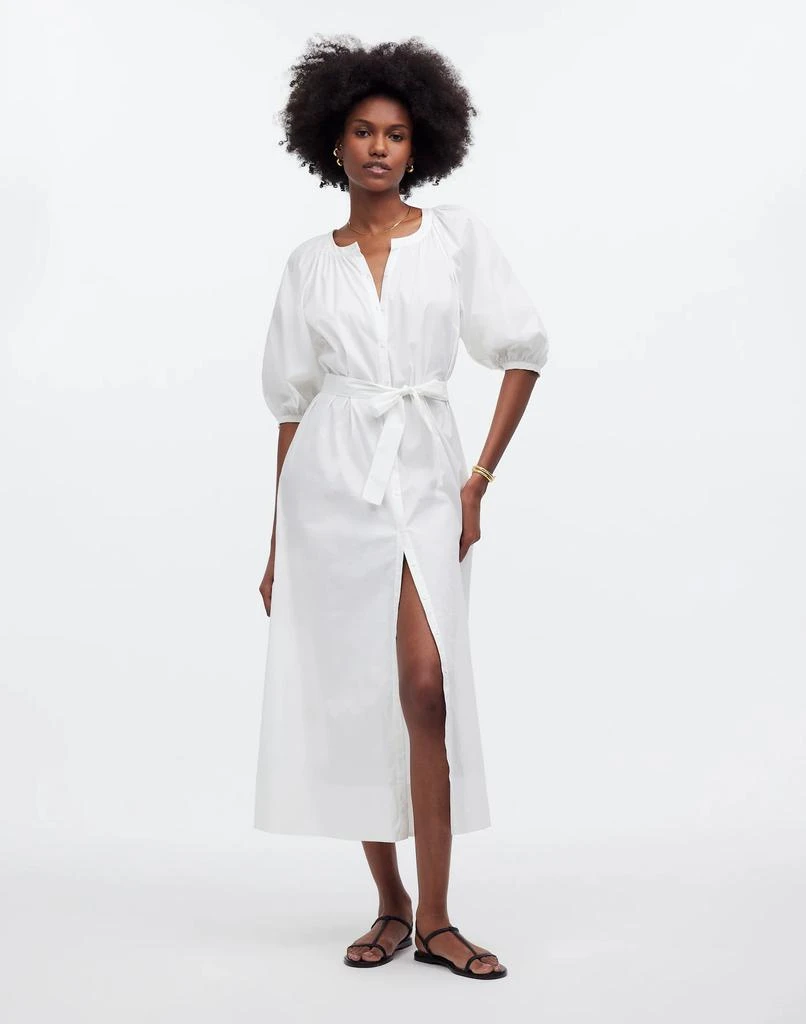 Madewell Tie-Waist Button-Front Midi Dress in Poplin 1