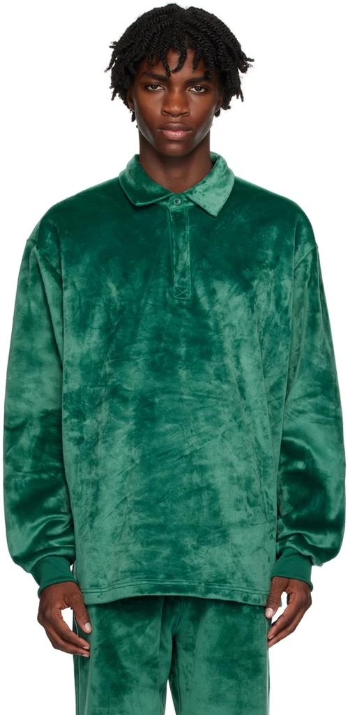Adidas Green Placket Long Sleeve Polo 1