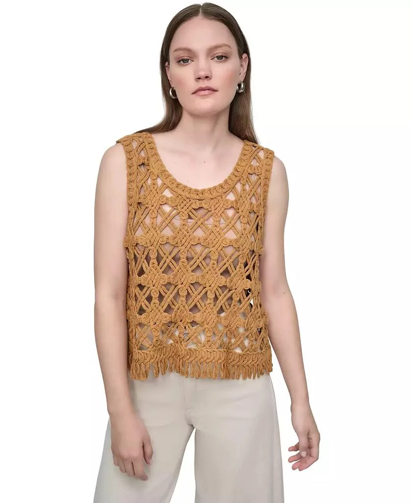 DKNY Petite Scoop-Neck Sleeveless Crochet Top 1