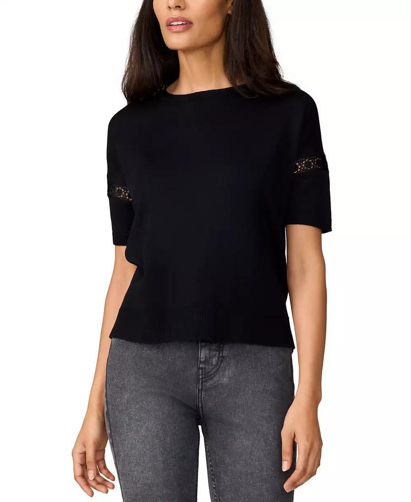Melissa Paige Women's Lace-Inset Short-Sleeve Sweater
