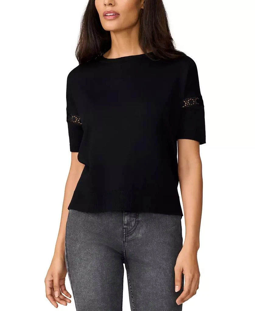 Melissa Paige Women's Lace-Inset Short-Sleeve Sweater 1