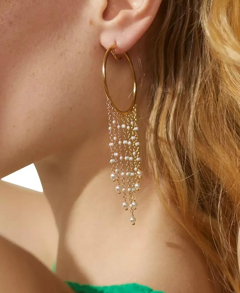 Nadri AJOA by Imitation Pearl Fringe Hoop Earrings 3