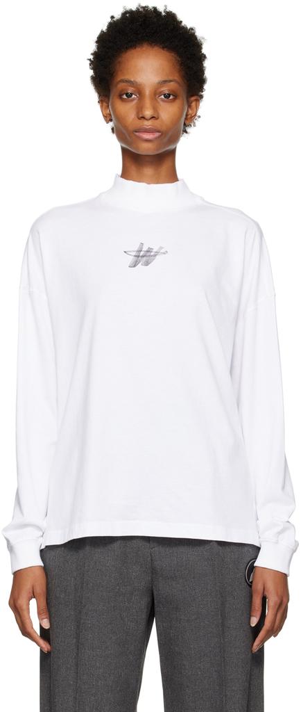 We11done White High Neck Long Sleeve T-Shirt