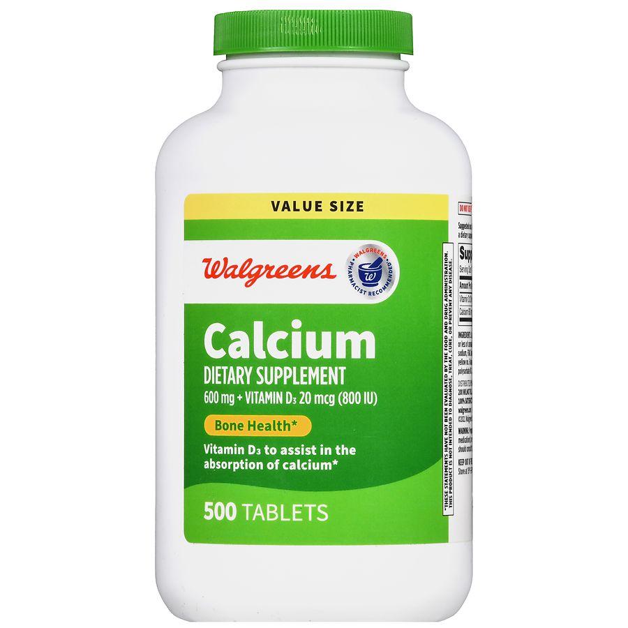 Walgreens Calcium 600 mg + Vitamin D3 20 mcg (800 IU) Tablets (500 days)