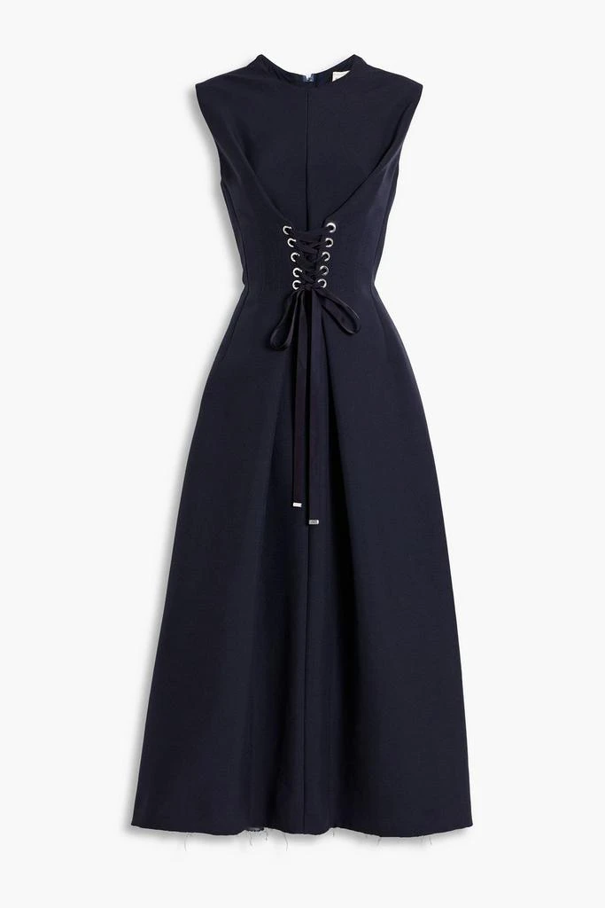 Alexander McQueen Lace-up wool-blend and denim midi dress 1