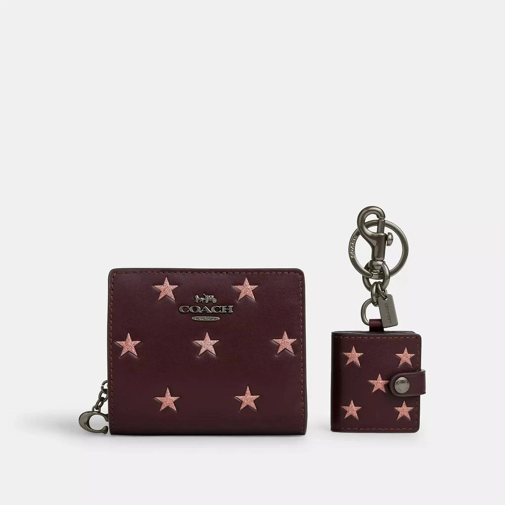 Coach Boxed Snap Wallet And Picture Frame Bag Charm With Star Print 5