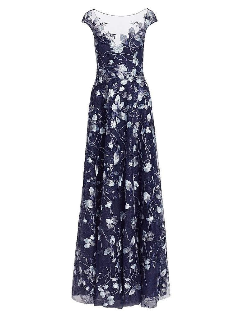 Teri Jon Embroidered Mesh Gown Dresses Skirts Free Shipping