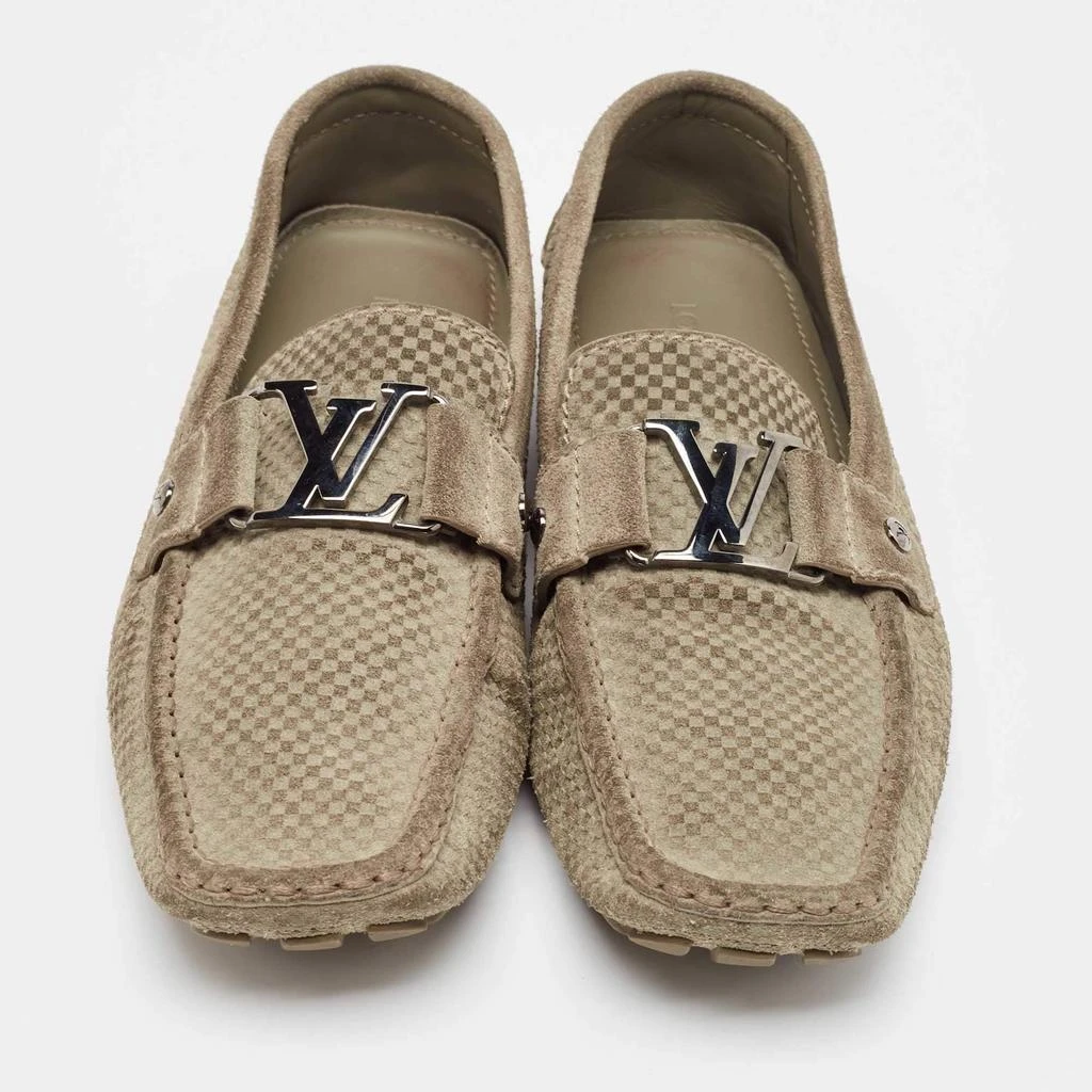 Louis Vuitton Louis Vuitton Grey Suede Damier Ebene Check Monte Carlo Loafers Size 42 3