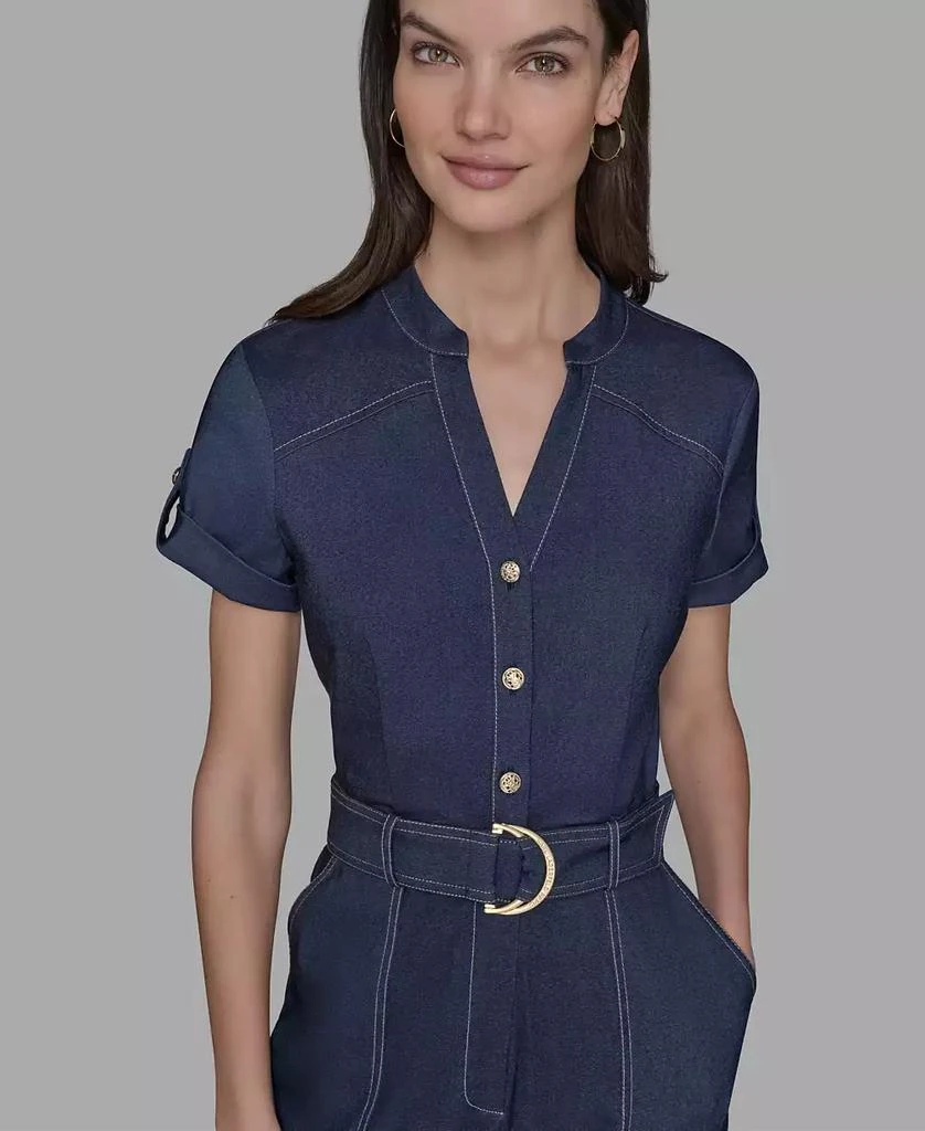 Karl Lagerfeld Paris Women's V-neck Denim Millennium Jumpsuit 5