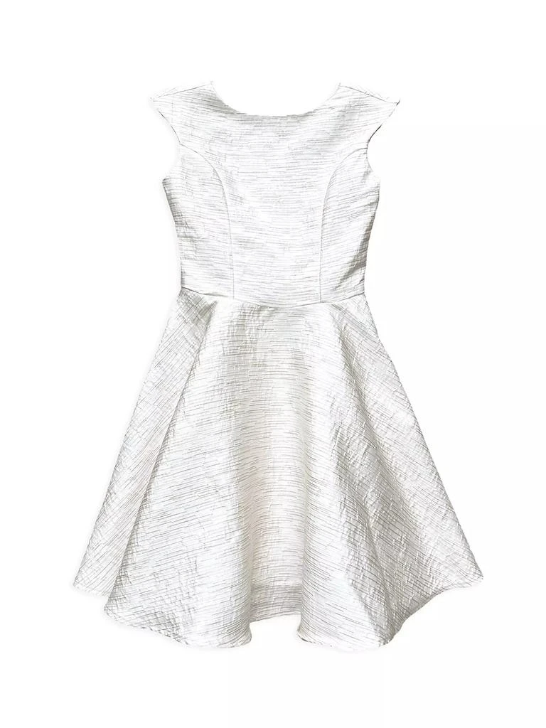 Un Deux Trois Girl's Cap Sleeve Metallic Jacquard Dress 1