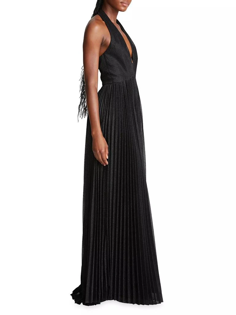 Halston Tiffany Pleated Halter Gown 4