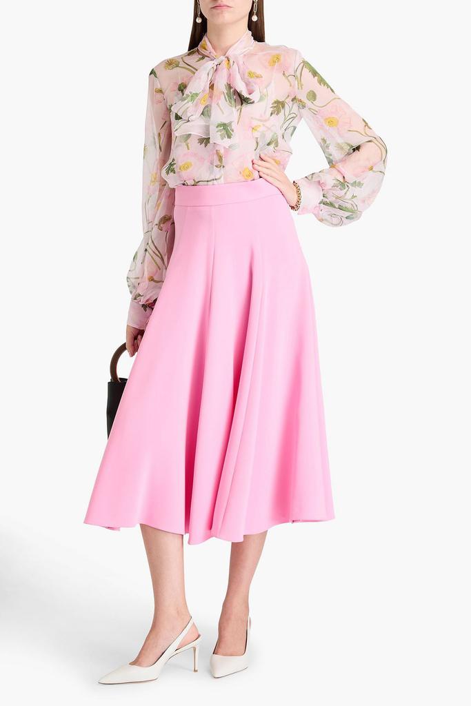 Oscar de la Renta Pussy-bow floral-print silk-chiffon blouse