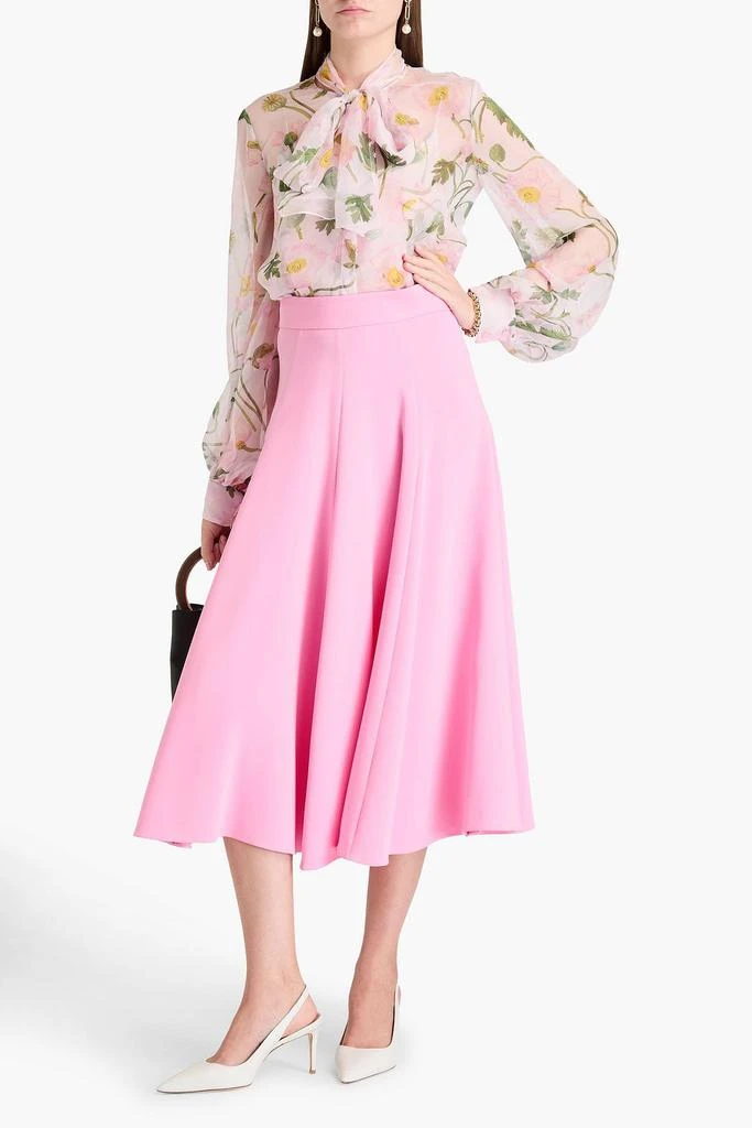 Oscar de la Renta Pussy-bow floral-print silk-chiffon blouse 2