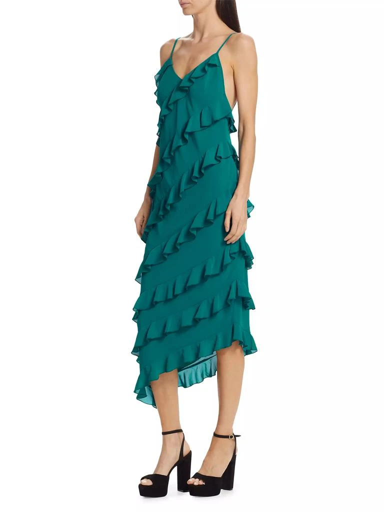 Amanda Uprichard Belladonna Asymmetric Frill Midi-Dress 3