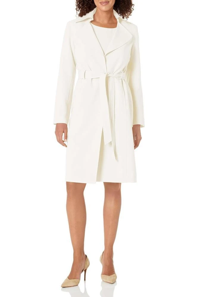 TRUEDAMES Plus Size Crepe Belted Trench Jacket And Sheath Dress Set