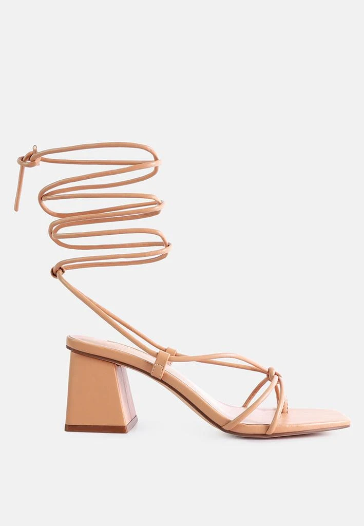 London Rag spruce tie up block heel sandals 8