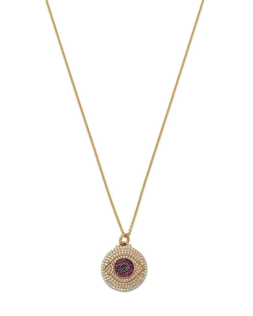 Nina Gilin 14K Yellow Gold Ruby, Sapphire & Diamond Eye of Protection Pendant Necklace, 16-18" 1