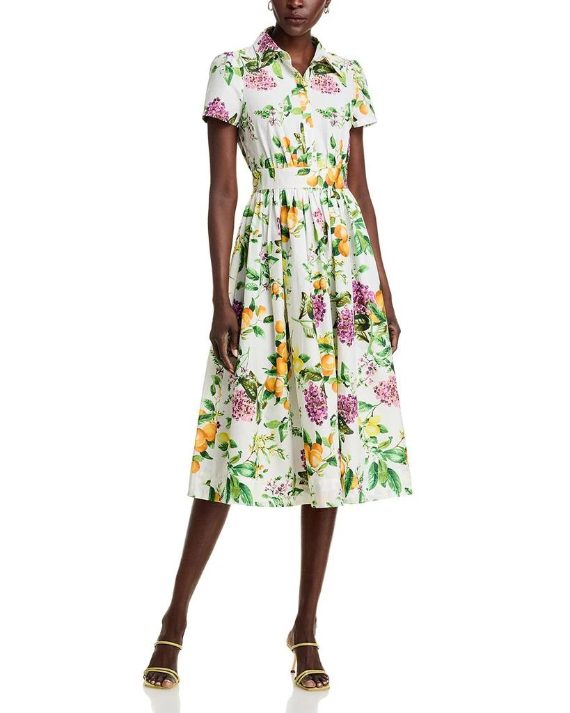 AQUA Lemon Print Fit & Flare Poplin Shirt Dress - Exclusive 1