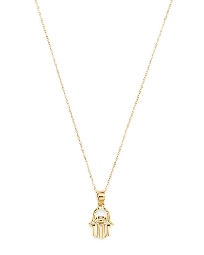 Moon & Meadow Hamsa Hand Pendant Necklace in 14K Yellow Gold, 16" - Exclusive 1