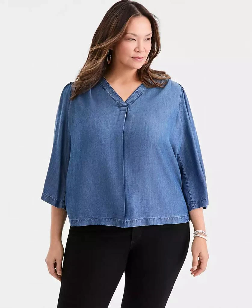 Style 
Co Plus Size Printed 3/4-Sleeve Top, Macy
s Exclusive