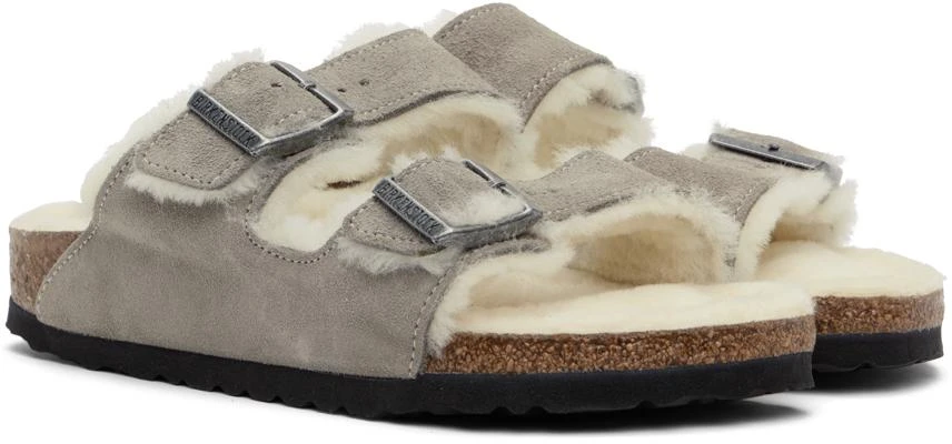 Birkenstock Gray Narrow Arizona Shearling Sandals 4