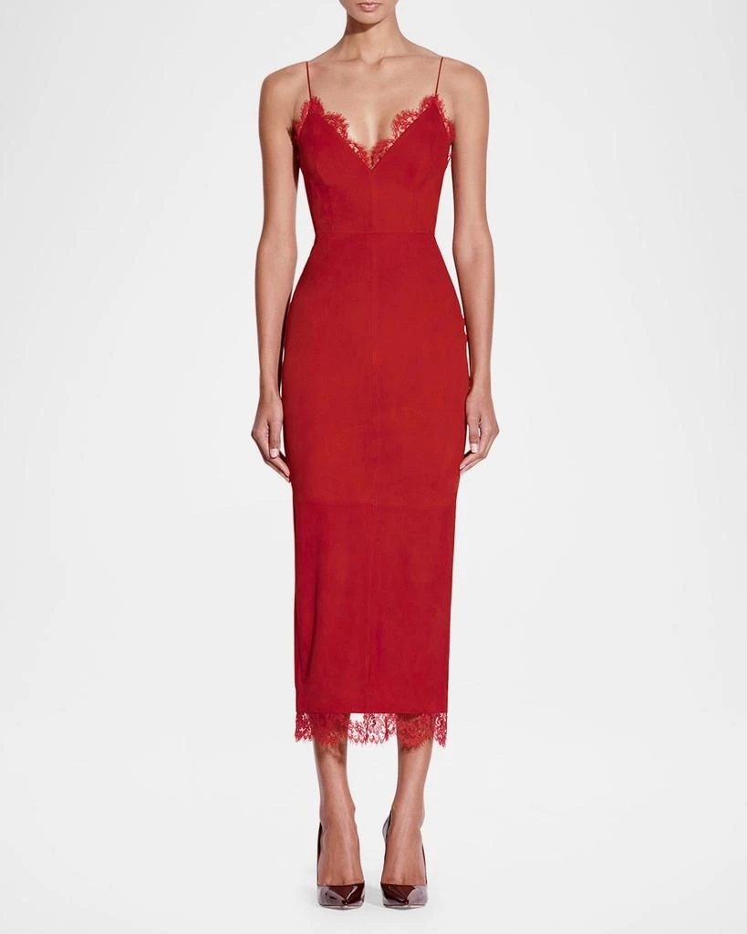 Alex Perry Suede Bikini Midi Dress with Lace Trim 3