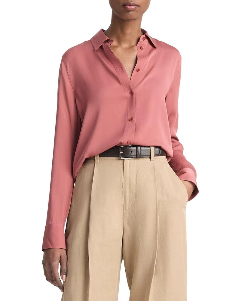 Vince Slim Fitted Silk-Blend Blouse 1