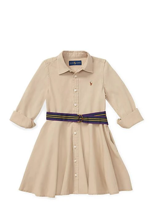 Ralph Lauren Girls 2-6x Belted Cotton Chino Shirtdress