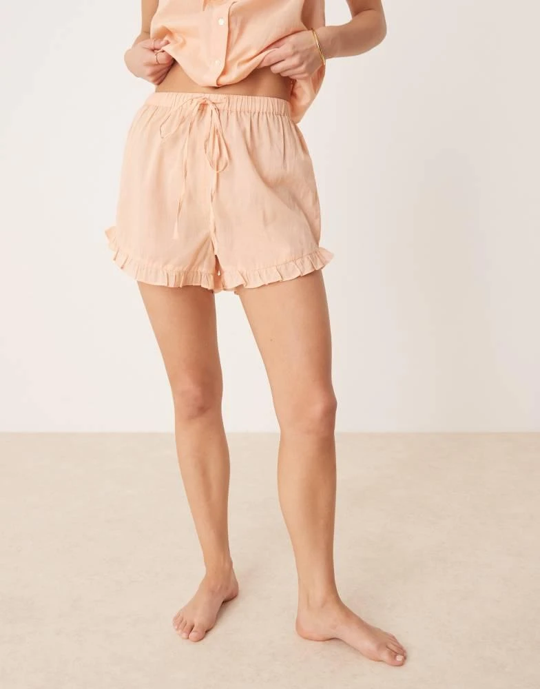 Luna Luna ruffle edge pyjama shorts co ord in peach 1