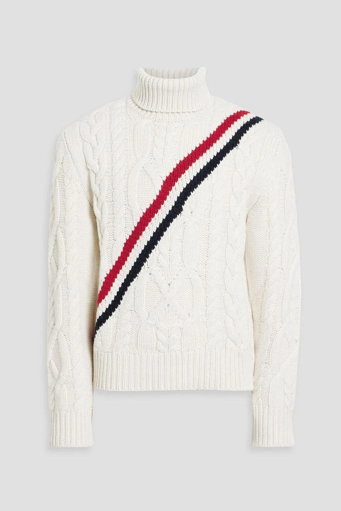 Thom Browne Striped cable-knit cashmere turtleneck sweater 1