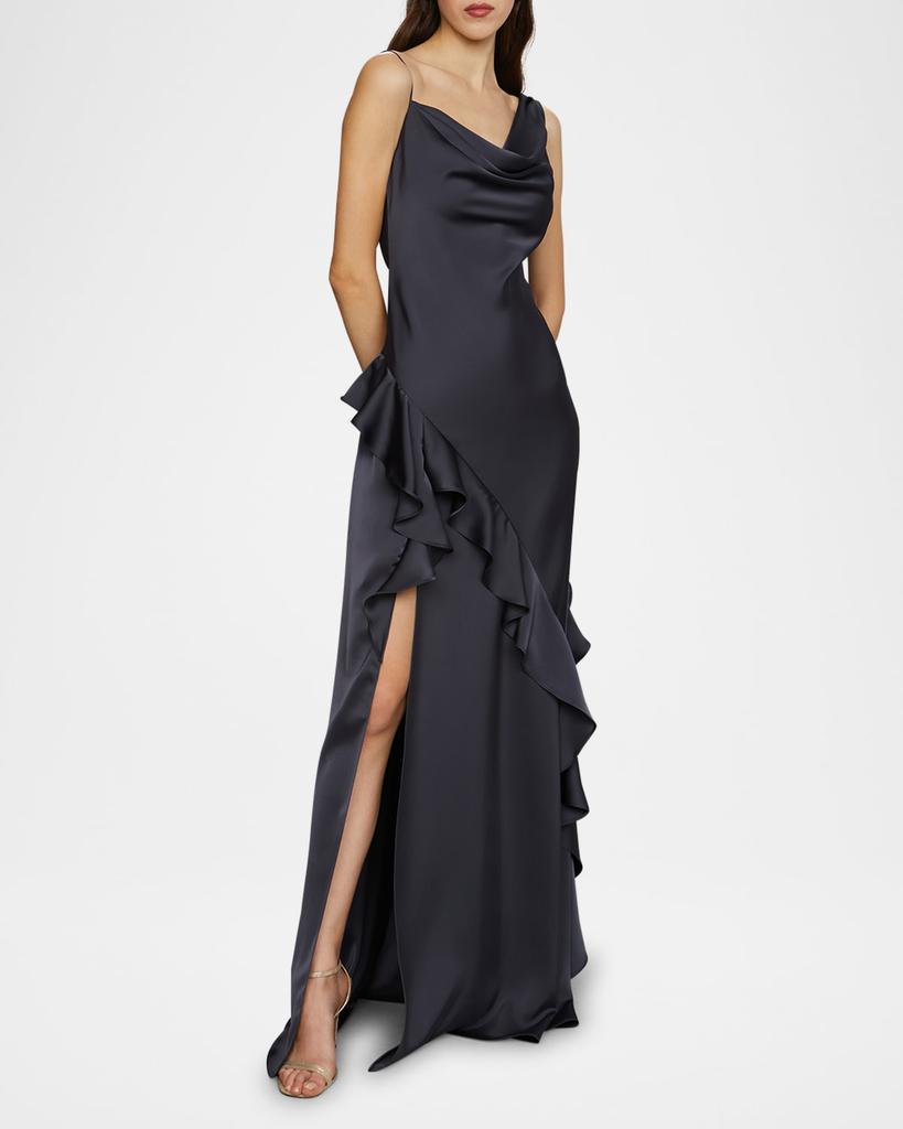 AMUR Juliet Charmeuse Cowl-Neck Gown
