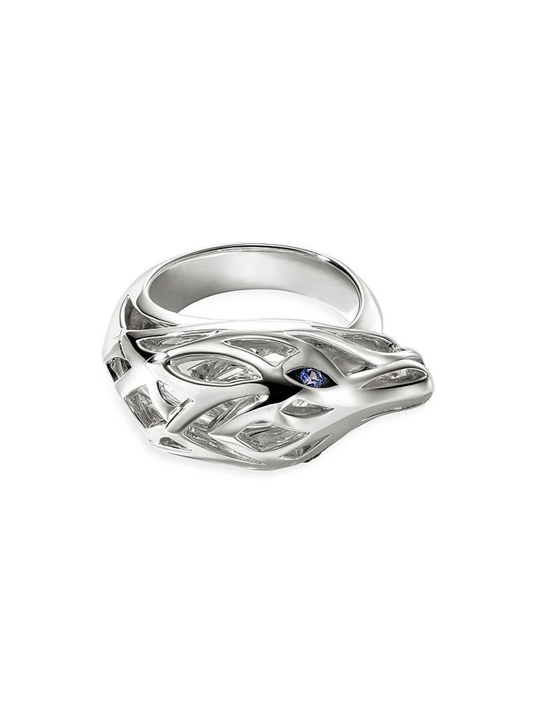 John Hardy Naga Dragon Sterling Silver &amp; Blue Sapphire Ring 4