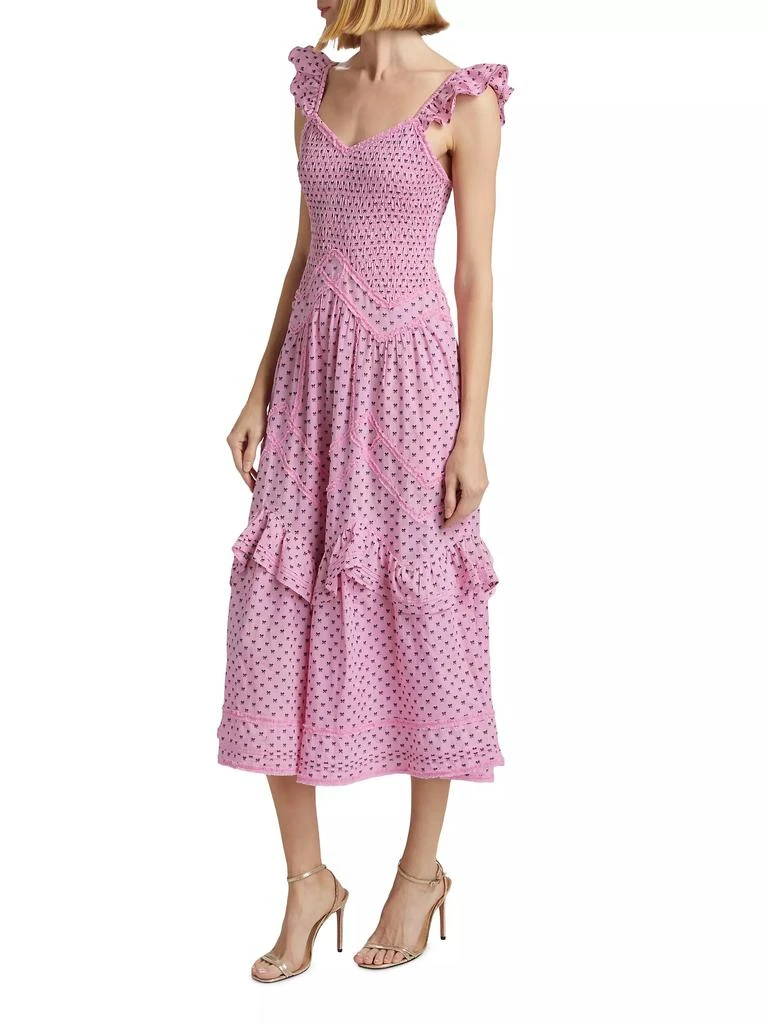 LOVESHACKFANCY Fringe Bow Cotton Clip Brin Dress 4