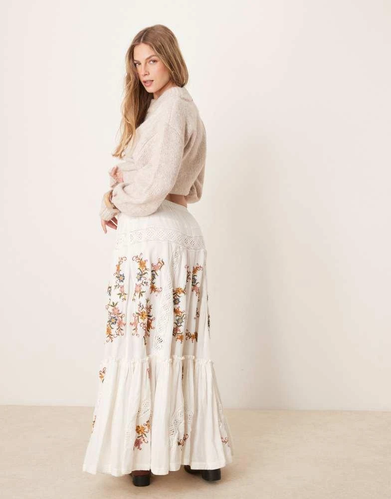 Free People Free People paradiso embroidered boho maxi skirt in snow white 5