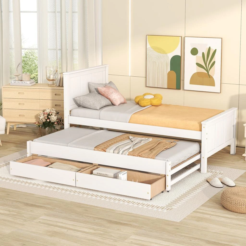 Streamdale Furniture Streamdale Twin Size Platform Bed With Trundle And Drawers
