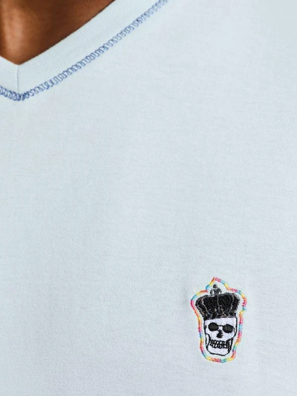 Robert Graham Damien Embroidered Cotton V-Neck T-Shirt 5