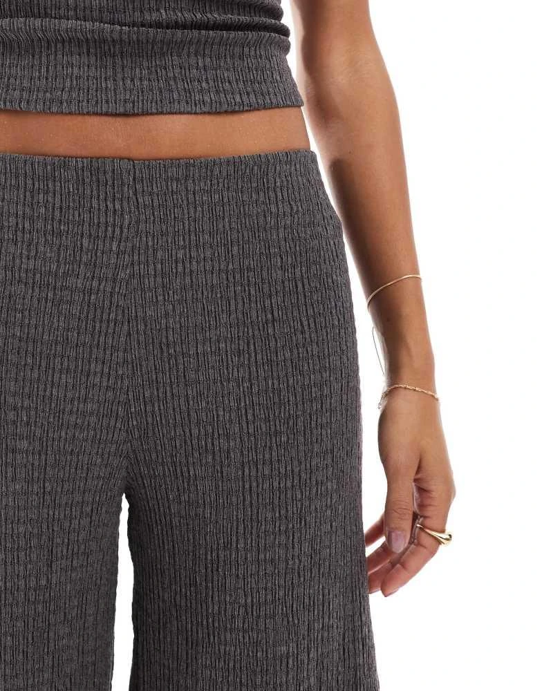 Bershka Bershka shirred flared trousers co-ord in charcoal 2