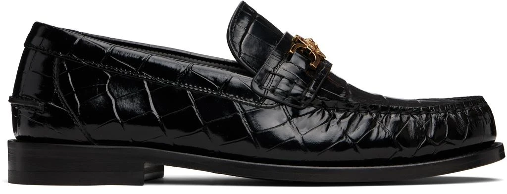 Versace Black Croc-Effect Medusa 
95 Loafers 1