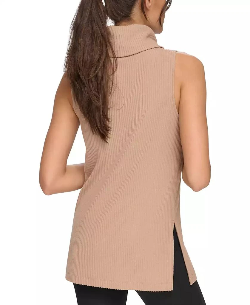 Marc New York by Andrew Marc Women's Brushed Rib Sleeveless Turtleneck Tunic with Side Vents Top 2