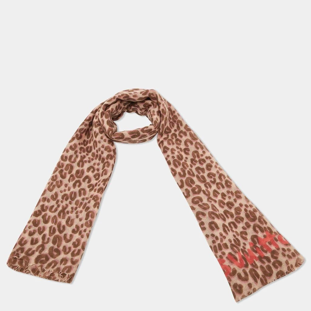 Louis Vuitton Louis Vuitton X Stephen Sprouse Pink/Brown Leopard Graffiti Print Cashmere & Silk Scarf 2
