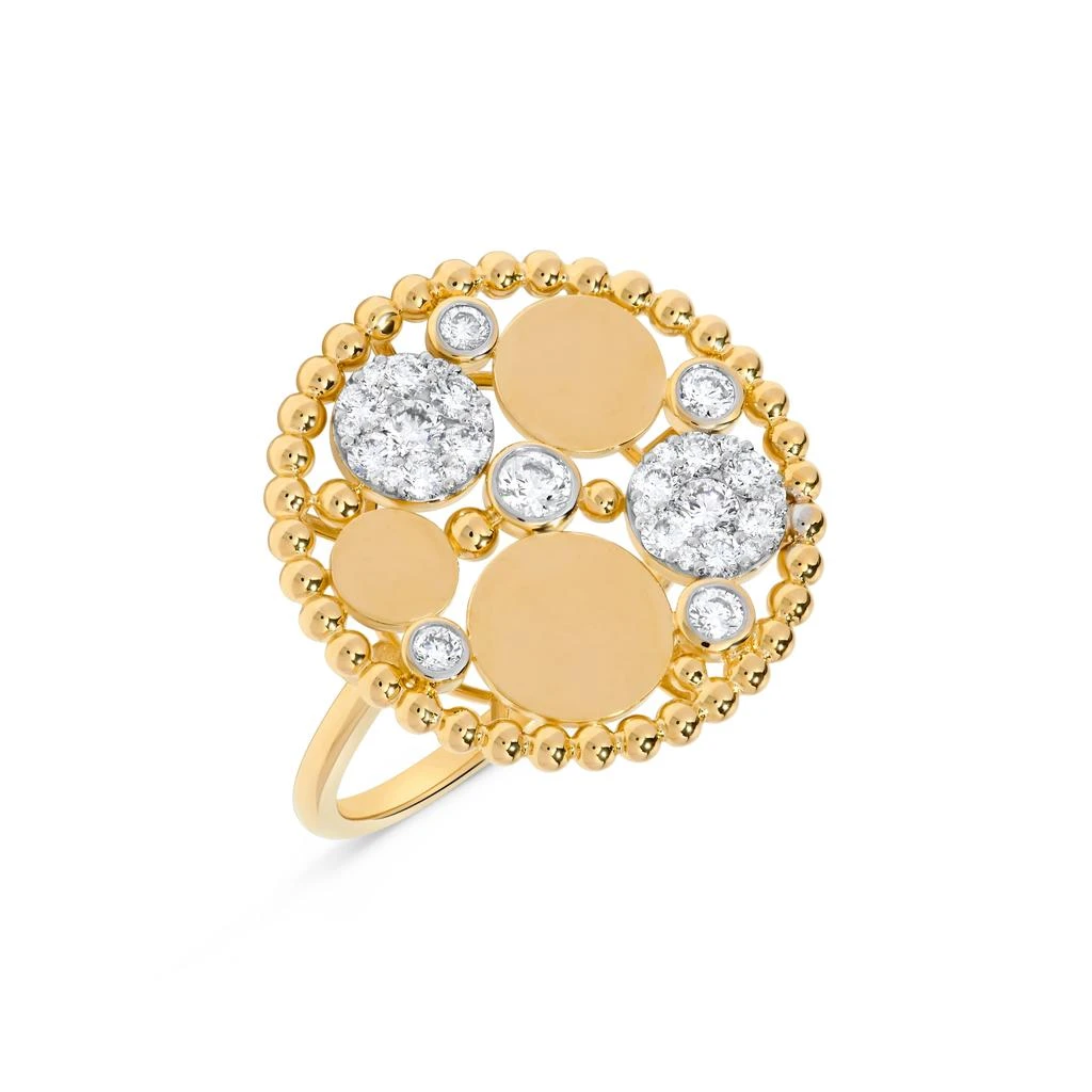 H.J. Namdar 0.58 ct tw Diamond Circles Beaded Cocktail Ring 14K Two Tone Gold Natural Diamonds Size 6