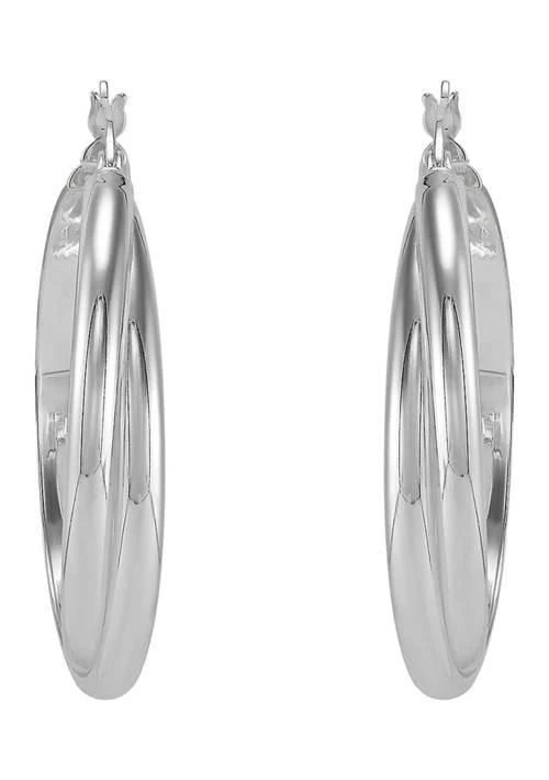 Belk 
Co. Double Row Crossover Tube Hoop Earrings in Sterling Silver