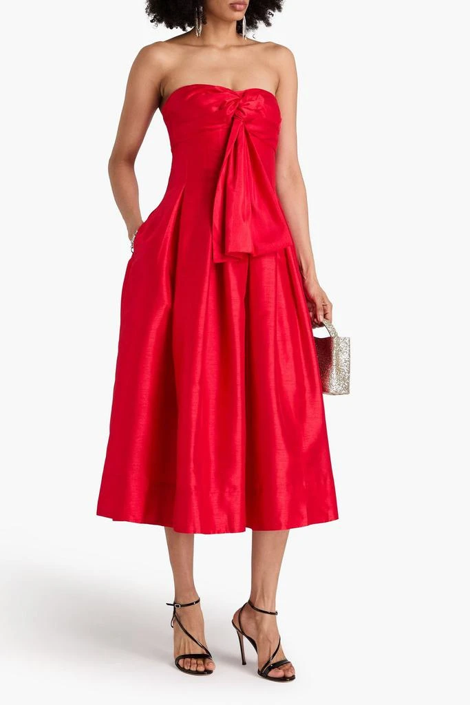 NICHOLAS Strapless knotted shantung midi dress 2