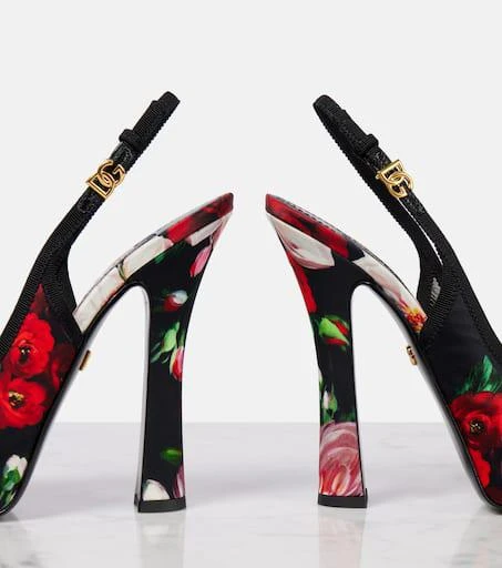 Dolce 
Gabbana Vally 105 floral satin slingback pumps 5